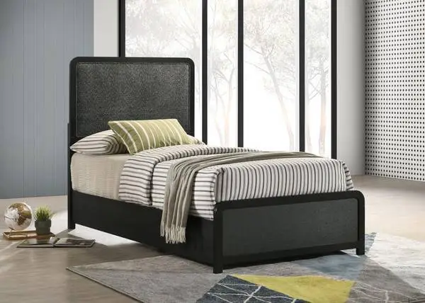 Twin Black Upholstered Bed