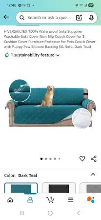 Sofa cover, teal, waterproof, washable