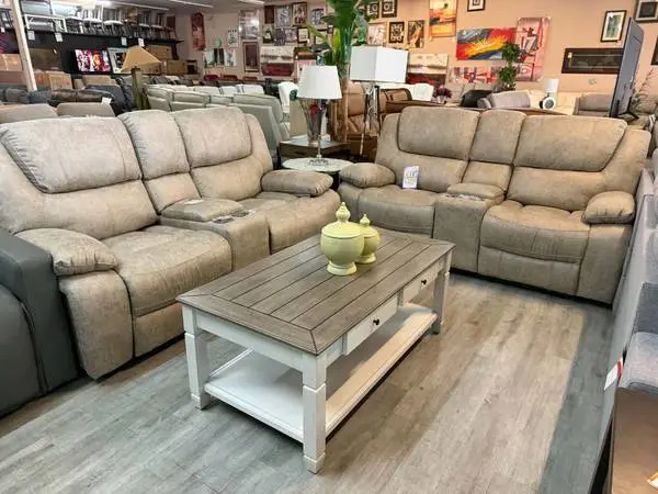 2 Manual Reclining Fabric Loveseats