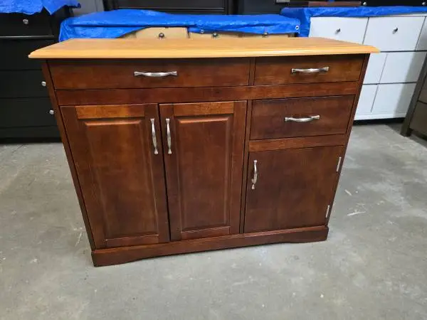 Modern Cherry Microwave Cart / Kitchen Island on Wheels