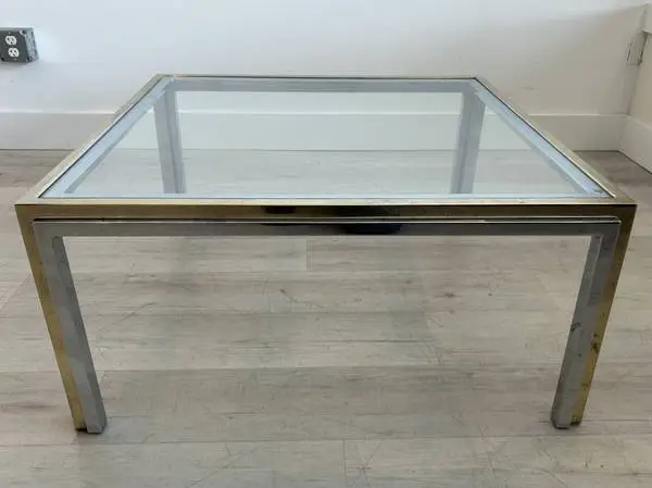 Modernist Coffee Table with Chrome and Glass Frame and Glass Top