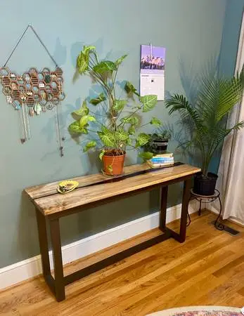 Poplar live edge river entry table or console table