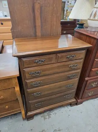 Four Drawer Tall Dark Wood Dresser Chest #526-5