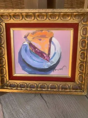 Jose Trujillo Oil On Canvas Painting “Cherry Pie” In Antique Frame