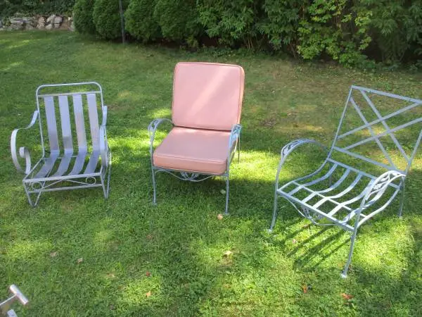 Three Heavy Vintage Wrought Iron Chairs