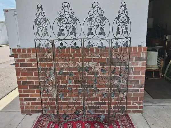 Antique 4 Panel Iron Screen. OBO.