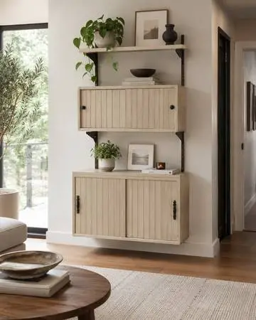 Mid Century Modern Vintage Modular Floating Wall Unit – Bookcase