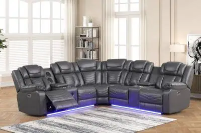 Grey Power Reclining Sectional