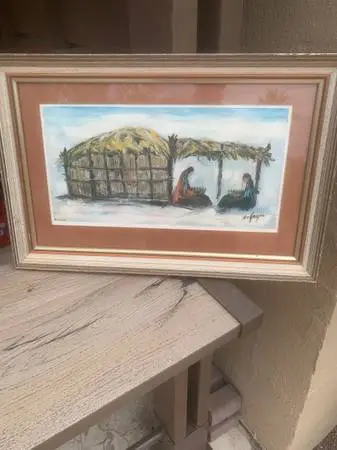 Vintage 1960’s DeGrazia Print “Waiting” In Period Frame