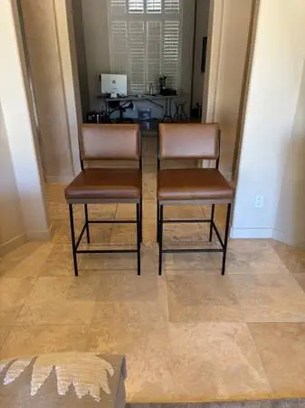 2 leather FOUR HANDS counter stools