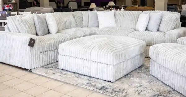 Plush Grey Corduroy Modular Sectional Set