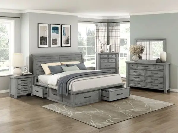 King High End Wooden Bedroom Set With TONS of Storage