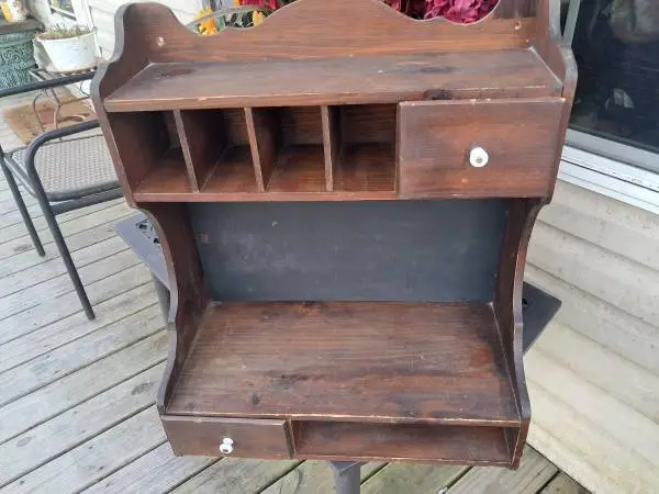 Vintage Handmade Wood Desk Top Organizer Spice Rack