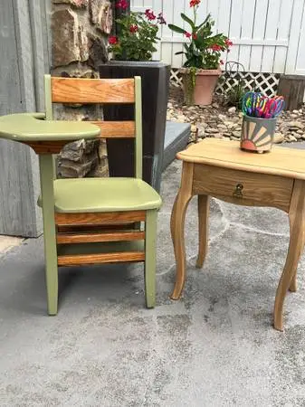 Child’s School Desk and Side Table