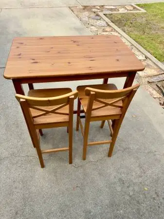 Wood high top table with chairs