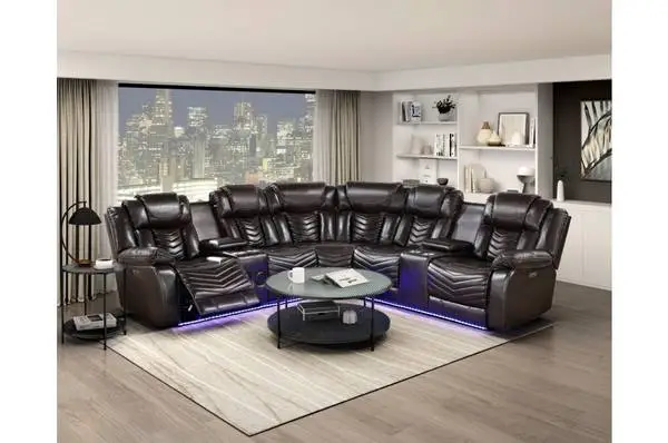 Dark Brown Power Reclining Sectional