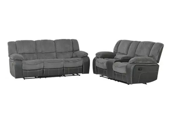 Grey 2 tone with leather and comfortable fabric recliner