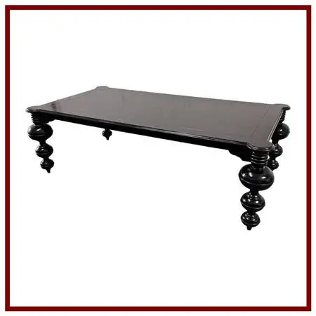 Noir Claudio Mahogany Solid Wood Dining Table, Hand-rubbed Black
