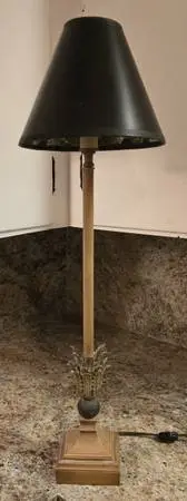Narrow Metal Candlestick Lamp w/ Black Shade