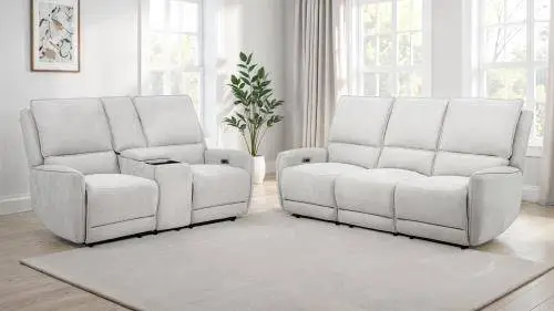 Dove Grey Chenille Power Reclining Sofa Set