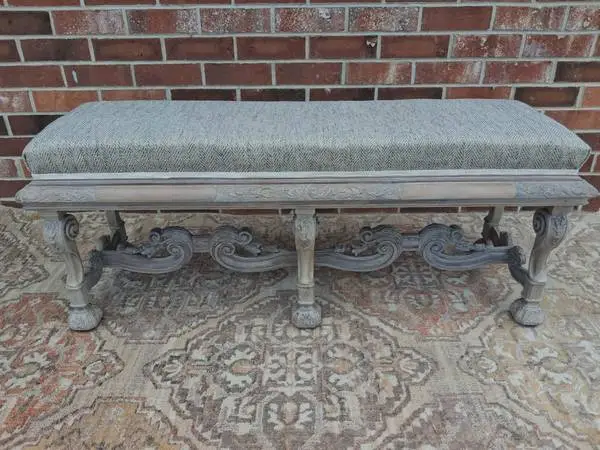 Italian Renaissance Style Highly Carved Bench.