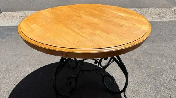 Vintage Ethan Allen Maison Cherry&Wrought Iron Dining Table swivel round dining