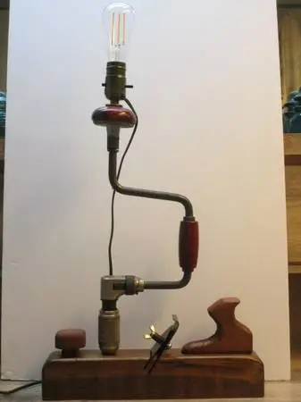 * MAN CAVE * REPURPOSED * ANTIQUE/VINTAGE * DRILL* LAMP * LIGHT *