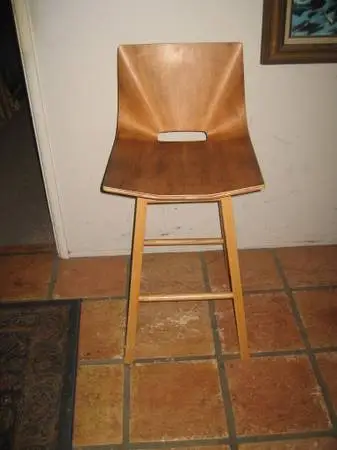 MU FORMS Modern Bar Stool-Counter Height-MCM-Bent Wood