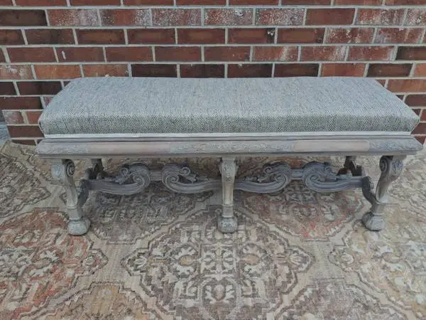 Italian Renaissance Style Highly Carved Bench.