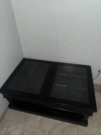 Broyhill all wood shadowbox coffee table- black finish.