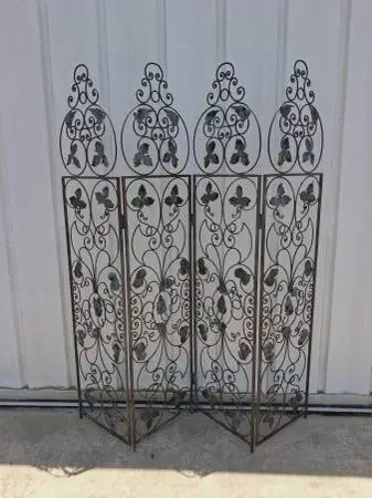 Antique 4 Panel Iron Screen. OBO.