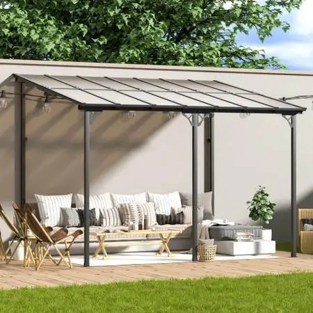 New AOXUN Pergola 10-ft W x 14-ft L x 8-ft 2-in H Gray Metal Freestand