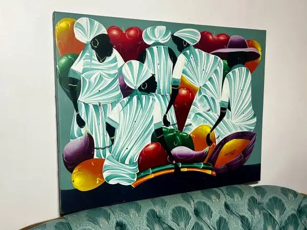 Large Haitian native style signed painting
