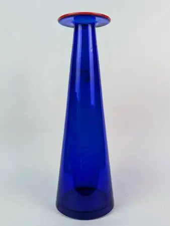 Vintage Orrefors Cobalt Blue and Red Confetti Vase Erika Lagerbielke