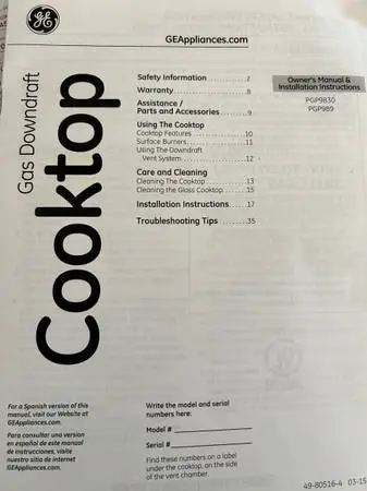 GE Profile 4-burner downdraft cooktop