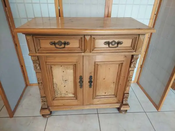 Vintage Solid Pine Wood Sideboard,  Cabinet or Server  European Made.