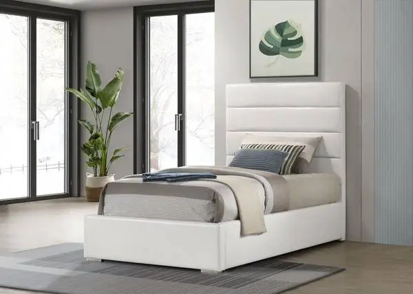 Upholstered Twin Platform Bed White