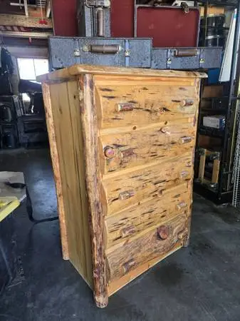 Hand crafted log dresser