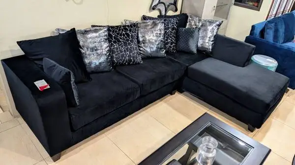Black L Shaped Sectional With Pillows