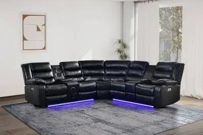 Black Power Reclining Sectional