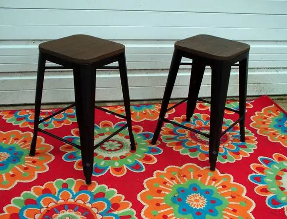 2 BAR STOOL SET Kitchen Chair Stools Seat Wood Metal Chairs Furniture