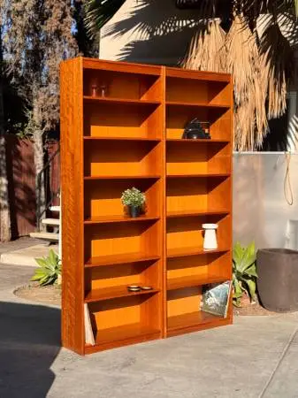 Danish Modern Mid Century Vintage 2-Piece Tall Bookcase Set – Denmark