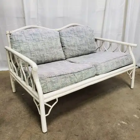 Vintage Ficks Reed Style Regency Bamboo and Rattan Settee