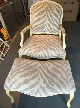 Italian Antique looking Fancy Arm chair with ottoman
