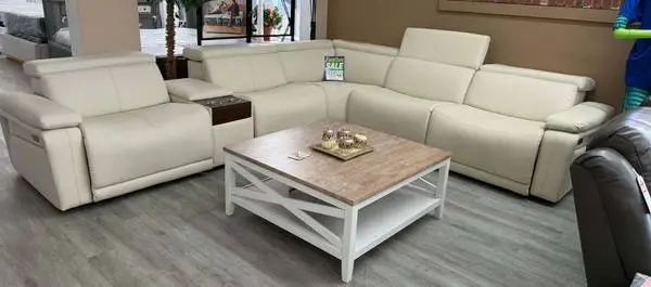 6 PC BEIGE POWER SECTIONAL WITH STORAGE AND POWER PORTS