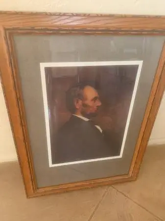 Portrait Of Abraham Lincoln Mid-Century Print Framed