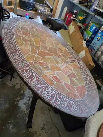 Tile and metal foyer table