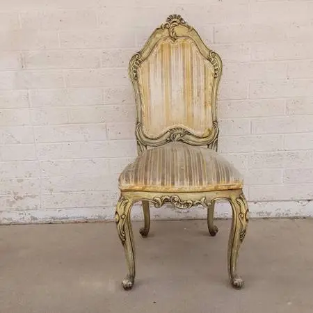 Vintage French Provincial & Victorian Carved Wood Louis XV Style Chair
