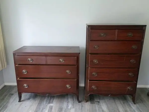 Two Vintage Wooden Dressers
