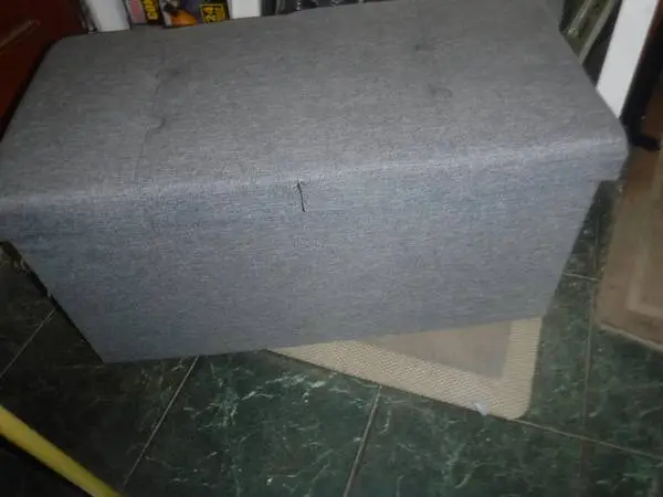Gray Fabric Covered Storage Chest